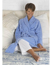 White Soft Cotton Chenille Shawl Collar Dressing Gown