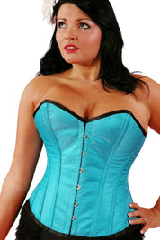 Playgirl Steel Boned Jacquard Floral Corset In Turquoise