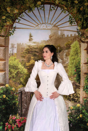 Period Inspired Nina Overbust Ivory Steel Boned Bridgerton Corset