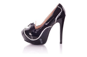 Playgirl Black Patent Rounded Toe Shoes With White Contrast
