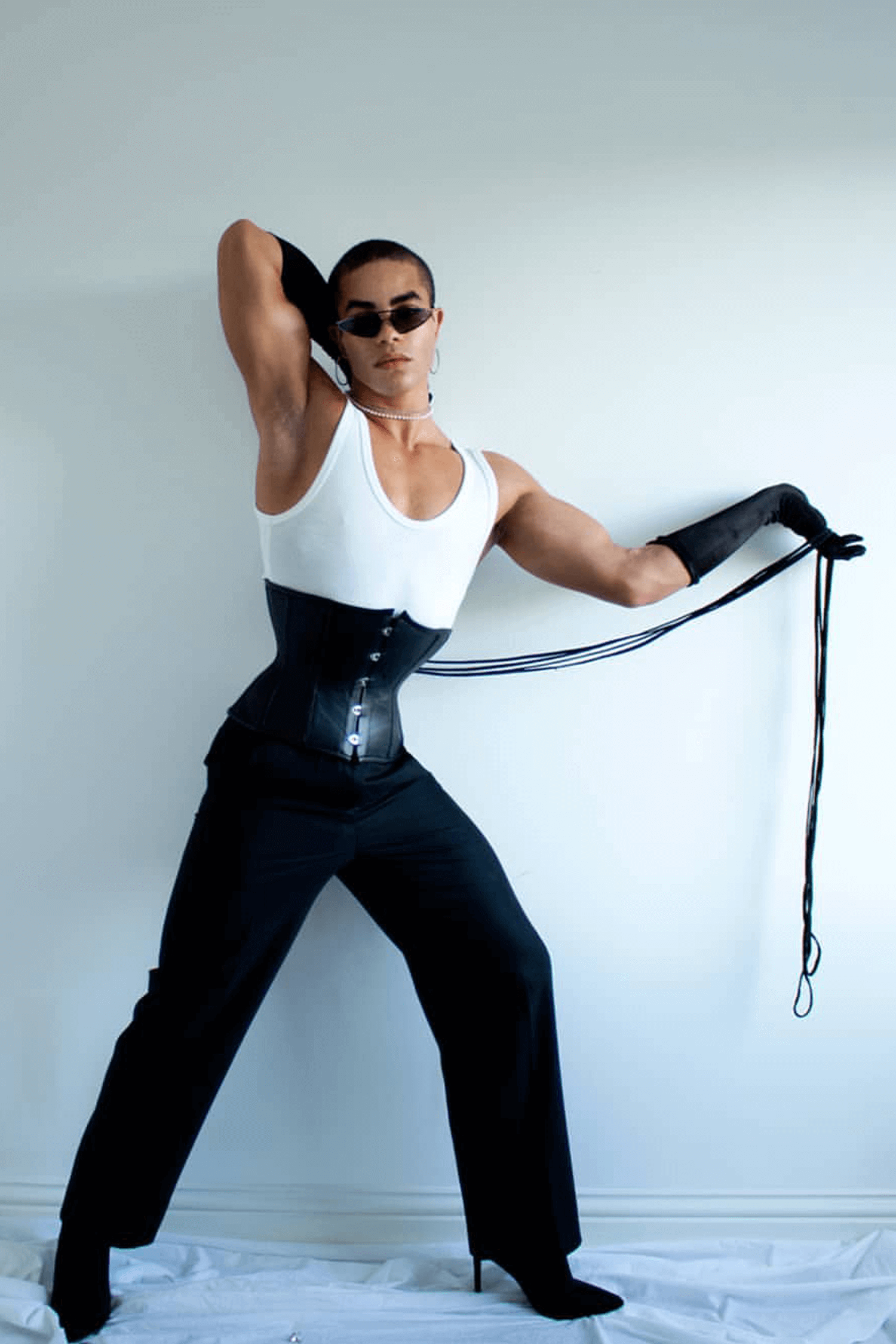 Mens Black Leather Cincher Corset