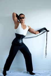 Mens Black Leather Cincher Corset