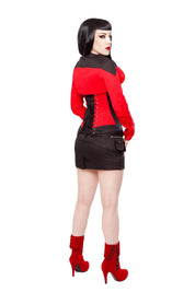 Playgirl Long Overbust Black & Red Steel Boned Corset