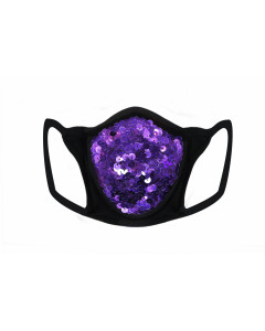 Purple Sequin & Lycra Face Mask With Filter