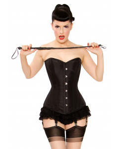 Long Overbust Black Steel Boned Corset By Playgirl