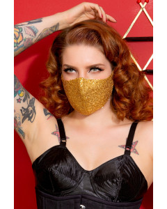 Gold Sequin Fitted Face Mask